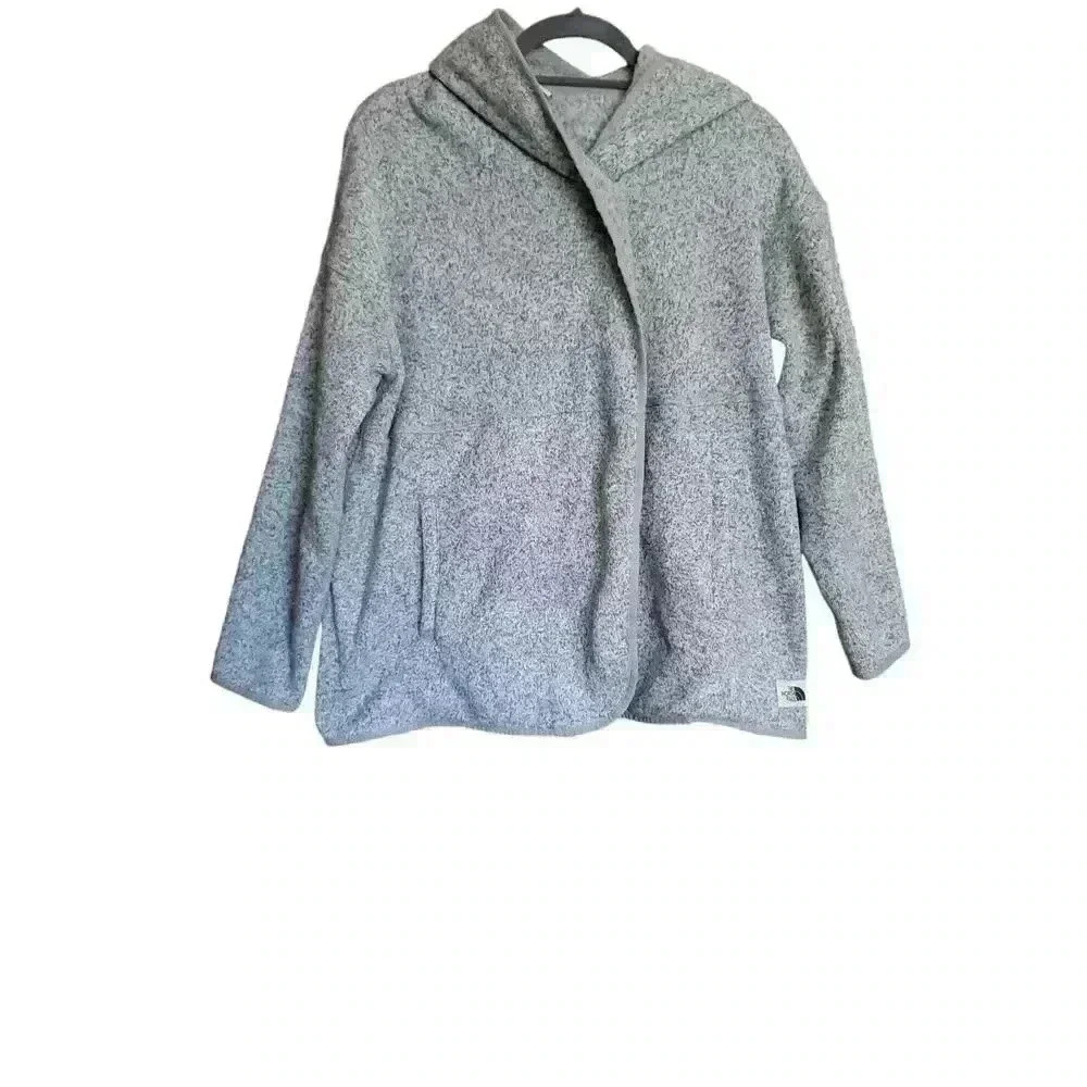 The North Face Womens Medium Crescent Wrap Fleece Hoodie Jacket Gray - Picture 1 of 13